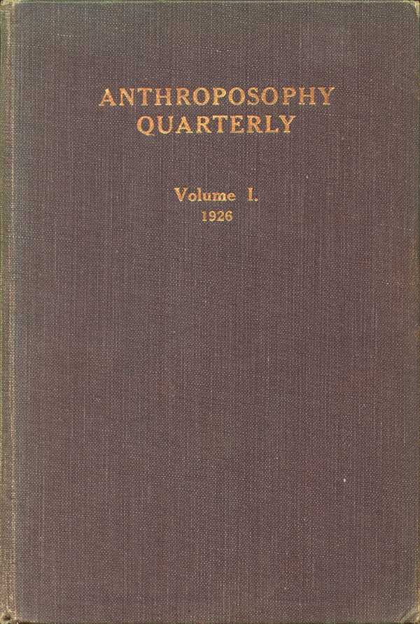 Anthroposophy Quarterly Volume I 1926 image