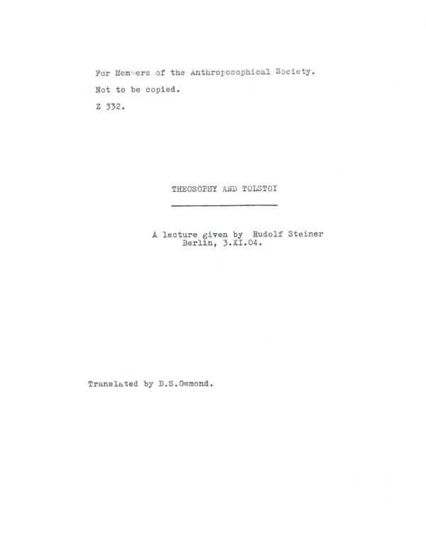 Theosophy and Tolstoy image